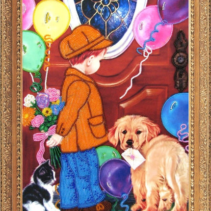 DIY Bead Embroidery Kit "Invitation for a Date" 13.8"x10.2" / 35.0x26.0 cm