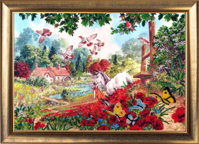 DIY Bead Embroidery Kit "Road Leading Home" 9.4"x13.8" / 24.0x35.0 cm