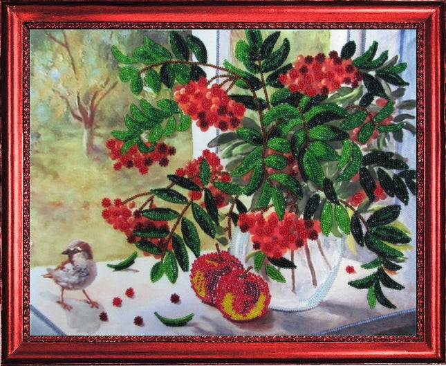 DIY Bead Embroidery Kit "Honey of the Rowan-tree (After O. Vorobiova)" 10.2"x13.0" / 26.0x33.0 cm