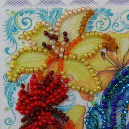 DIY Bead Embroidery Kit "Call of the cockerel"  5.9"x5.9" / 15.0x15.0 cm