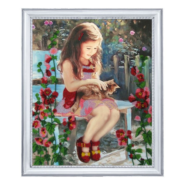 DIY Bead Embroidery Kit "Let's Play" 13.0"x10.6" / 33.0x27.0 cm