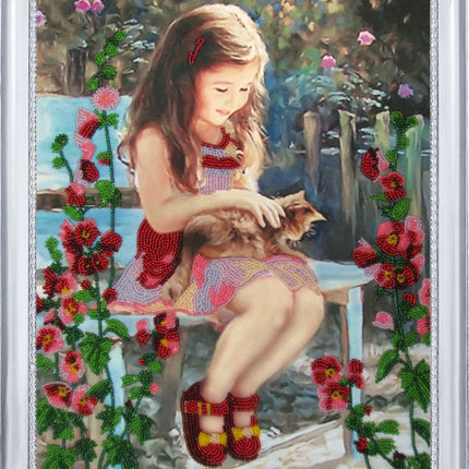 DIY Bead Embroidery Kit "Let's Play" 13.0"x10.6" / 33.0x27.0 cm