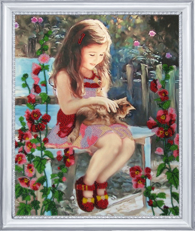 DIY Bead Embroidery Kit "Let's Play" 13.0"x10.6" / 33.0x27.0 cm