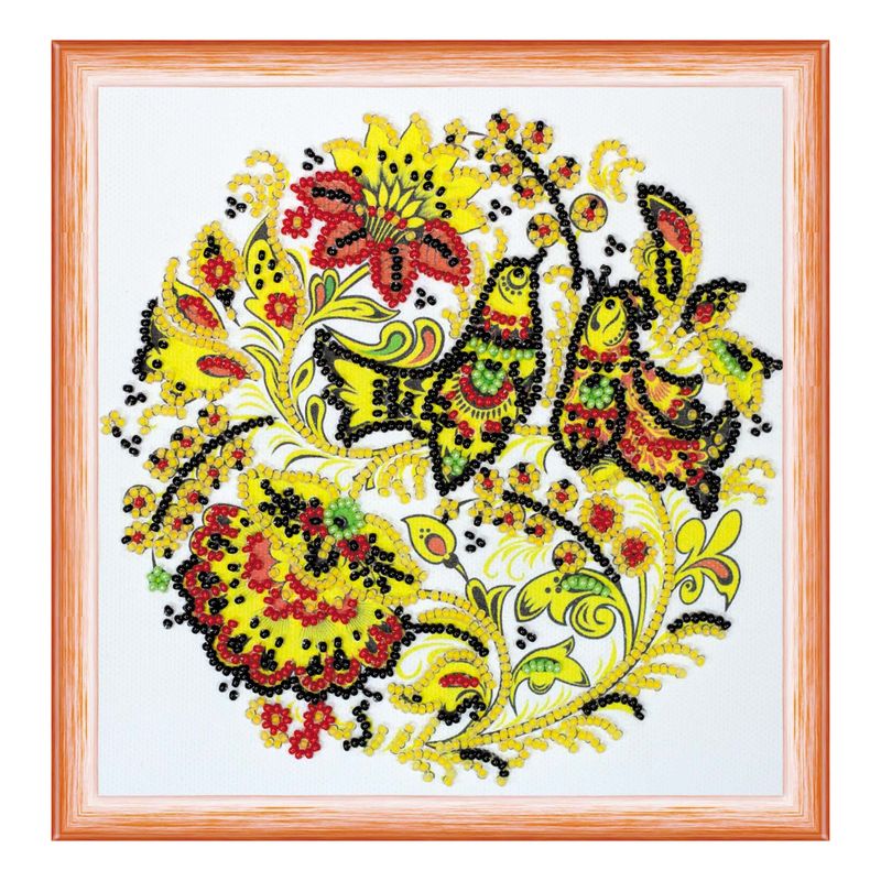 DIY Bead Embroidery Kit "The birds are singing"  5.9"x5.9" / 15.0x15.0 cm