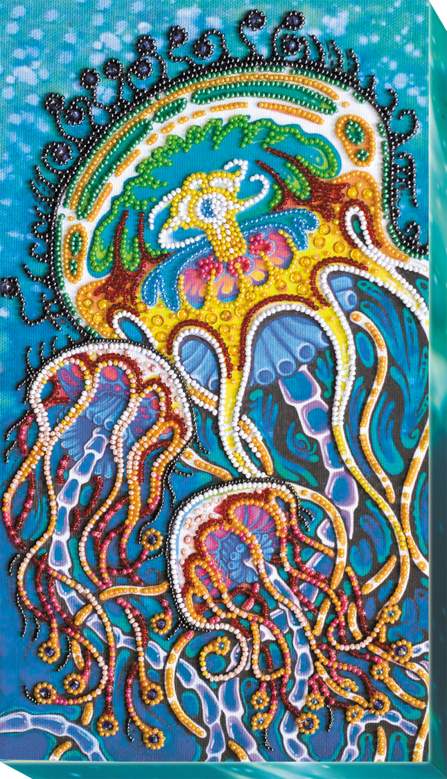 DIY Bead Embroidery Kit "Underwater dance" 6.7"x11.8" / 17.0x30.0 cm