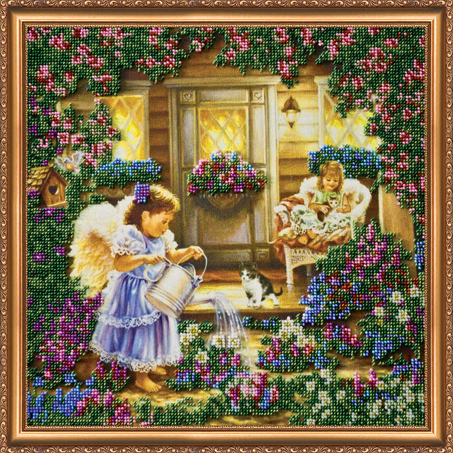 DIY Bead Embroidery Kit "Angels" 12.6"x12.6" / 32.0x32.0 cm