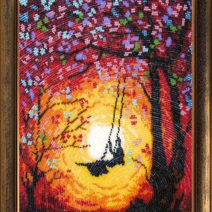 DIY Bead Embroidery Kit "Swing Have Wings" 13.8"x8.7" / 35.0x22.0 cm