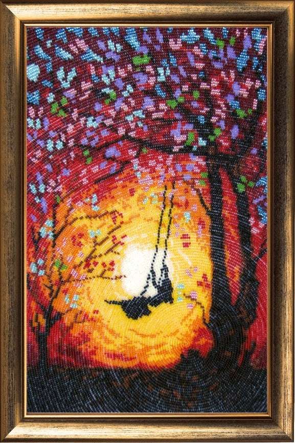 DIY Bead Embroidery Kit "Swing Have Wings" 13.8"x8.7" / 35.0x22.0 cm