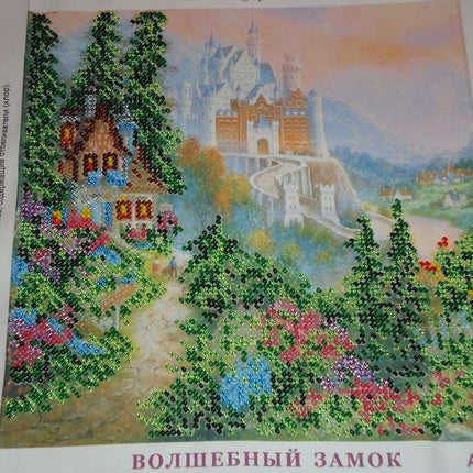 Canvas for bead embroidery "The Magic Castle" 7.9"x7.9" / 20.0x20.0 cm