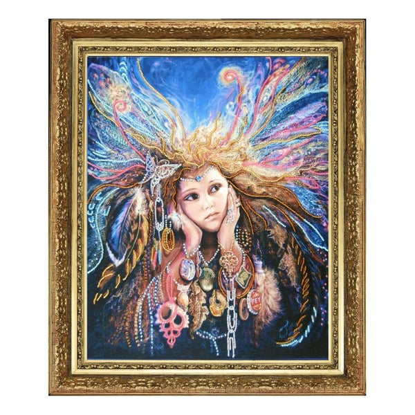 DIY Bead Embroidery Kit "Magpie Fairy (after J. Wall)" 13.4"x10.6" / 34.0x27.0 cm