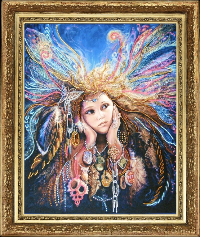 DIY Bead Embroidery Kit "Magpie Fairy (after J. Wall)" 13.4"x10.6" / 34.0x27.0 cm