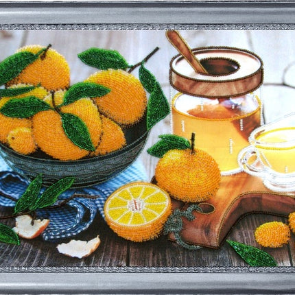 DIY Bead Embroidery Kit "Citrus Stilllife" 9.1"x14.6" (23.0x37.0 cm)