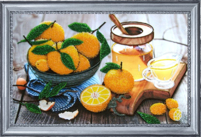 DIY Bead Embroidery Kit "Citrus Stilllife" 9.1"x14.6" (23.0x37.0 cm)