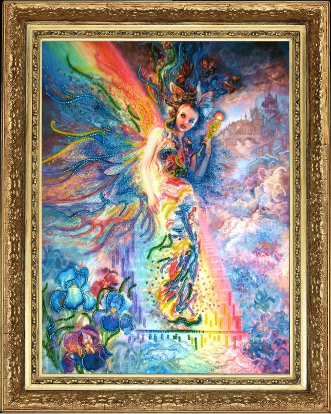 DIY Bead Embroidery Kit "Iris Keeper of the Rainbow (after J. Wall)" 13.8"x10.2" / 35.0x26.0 cm
