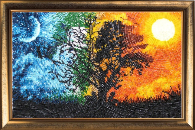 Bead DIY Embroidery Kit "Day and Night" 9.1"x14.2"/ 23.0x36.0 cm