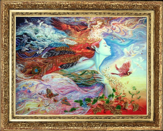 DIY Bead Embroidery Kit "Spirit of Flight (after J.Wall)" 14.6"x19.7" / 37.0x50.0 cm