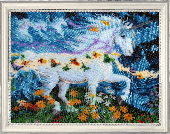 DIY Bead Embroidery Kit "Unicorn" 10.2"x13.4" / 26.0x34.0 cm