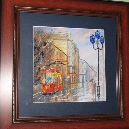 Canvas for bead embroidery "Rainy Evening" 7.9"x7.9" / 20.0x20.0 cm
