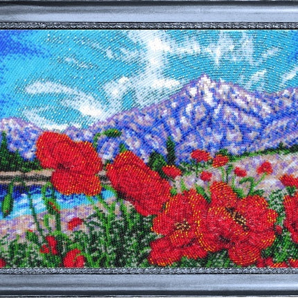 Bead DIY Embroidery Kit "Mountain Poppies" 8.7"x13.8"/ 22.0x35.0 cm