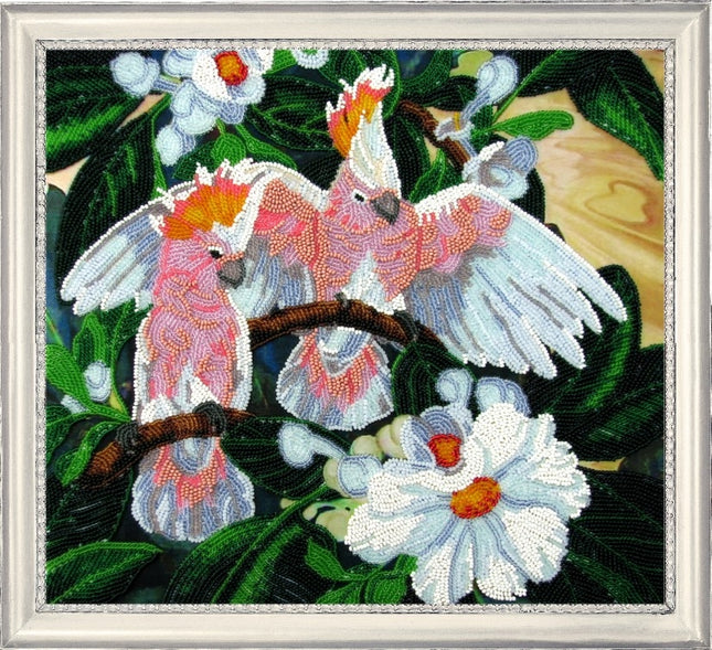 DIY Bead Embroidery Kit "Cockatoo" 11.0"x12.2" / 28.0x31.0 cm