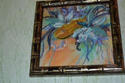 Canvas for bead embroidery "Winter Girl" 7.9"x7.9" / 20.0x20.0 cm