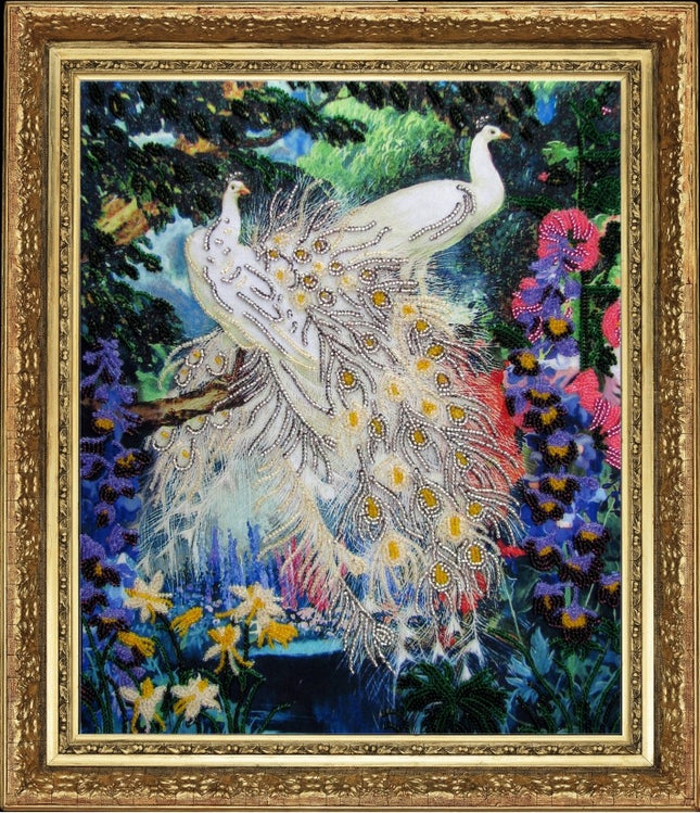 DIY Bead Embroidery Kit "Royal Birds" 12.6"x10.6" / 32.0x27.0 cm