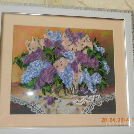 DIY Bead Embroidery Kit "Lilacs" 11.0"x9.4" / 28.0x24.0 cm