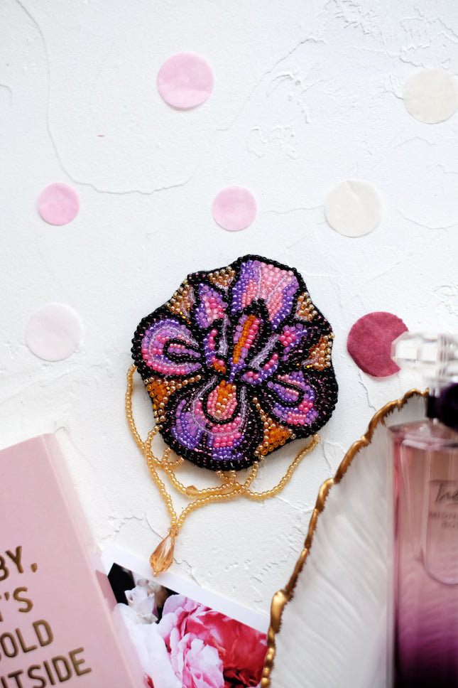 Beadwork kit for creating brooch "Flower-de-luce"