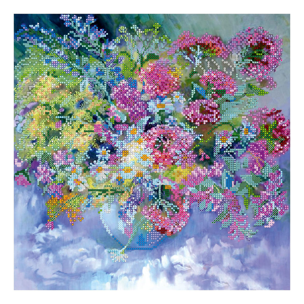 Canvas for bead embroidery "Warm July" 11.8"x11.8" / 30.0x30.0 cm