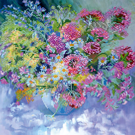Canvas for bead embroidery "Warm July" 11.8"x11.8" / 30.0x30.0 cm
