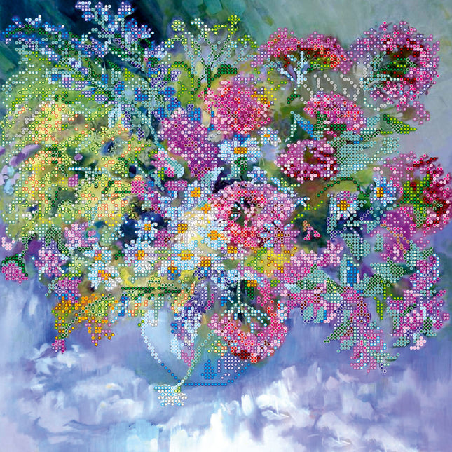 Canvas for bead embroidery "Warm July" 11.8"x11.8" / 30.0x30.0 cm