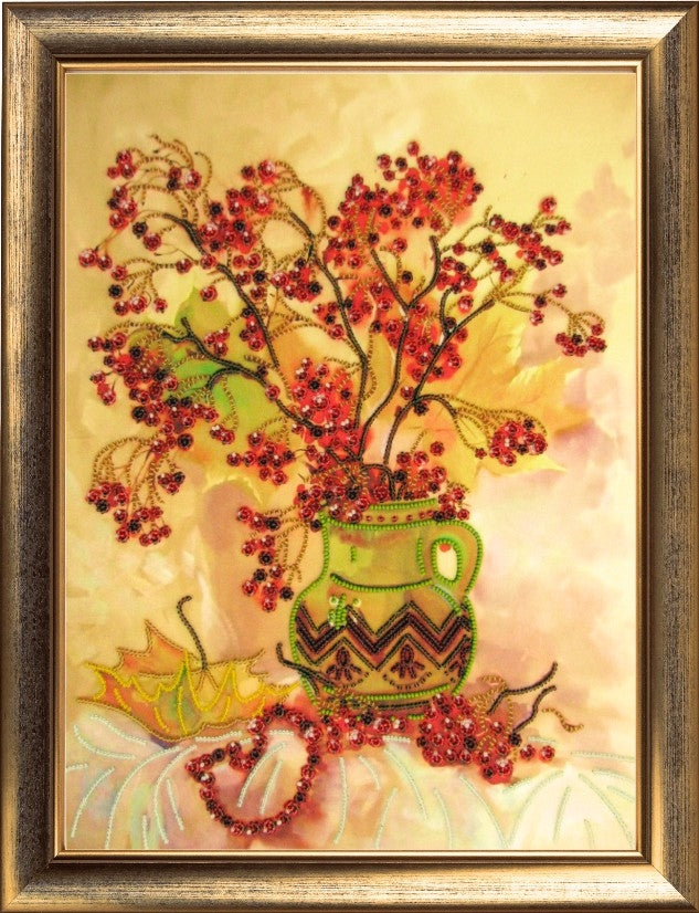 DIY Bead Embroidery Kit "Autumn Beauty" 14.2"x10.6" / 36.0x27.0 cm