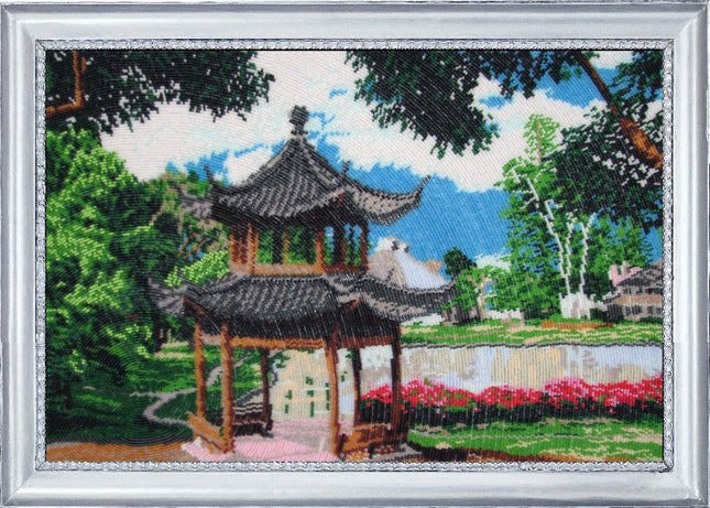 Bead DIY Embroidery Kit "Chinese Garden" 12.6"x19.7"/ 32.0x50.0 cm