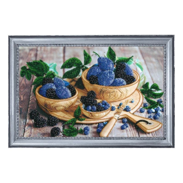 DIY Bead Embroidery Kit "Blackberry Still-life" 9.1"x14.6" (23.0x37.0 cm)