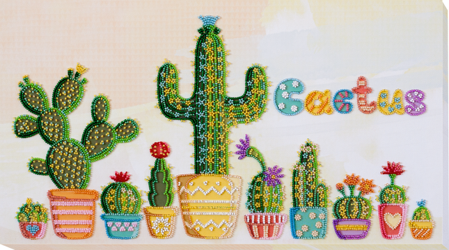DIY Bead Embroidery Kit "Cactuses" 18.5"x9.8" / 47.0x25.0 cm