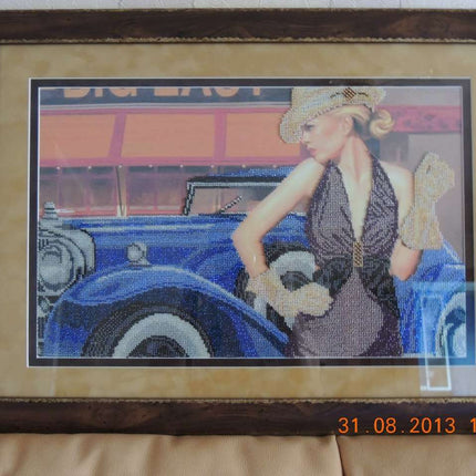 DIY Bead Embroidery Kit "Retro travel – 1" 18.1"x11.8" / 46.0x30.0 cm