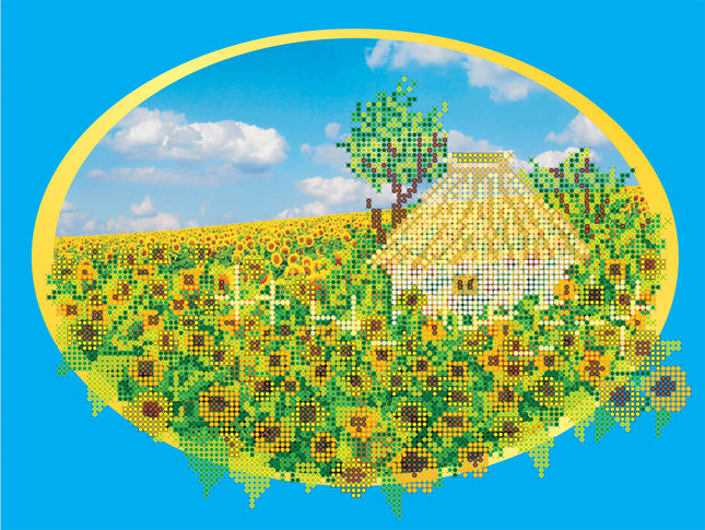 Canvas for bead embroidery "A Cabin" 11.8"x8.9" / 30.0x22.5 cm