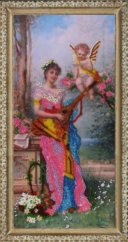DIY Bead Embroidery Kit "Angel of Inspiration" 14.2"x6.7" / 36.0x17.0 cm