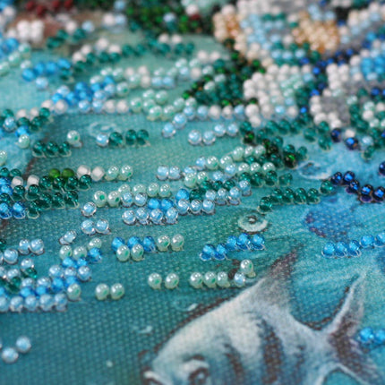 DIY Bead Embroidery Kit "Mermaid" 9.1"x11.8" / 23.0x30.0 cm