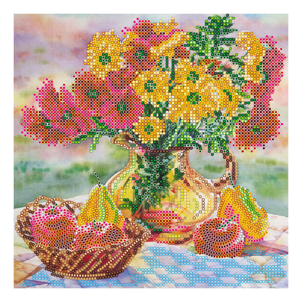 Canvas for bead embroidery "Gifts of summer" 7.9"x7.9" / 20.0x20.0 cm
