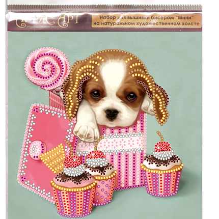DIY Bead Embroidery Kit "Sweet joy"  5.9"x5.9" / 15.0x15.0 cm