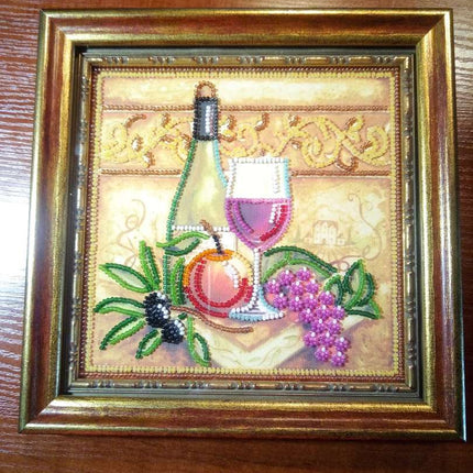 DIY Bead Embroidery Kit "Grapes and vine"  5.9"x5.9" / 15.0x15.0 cm