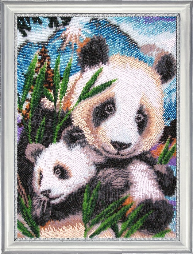 DIY Bead Embroidery Kit "Pandas" 13.4"x9.8" / 34.0x25.0 cm
