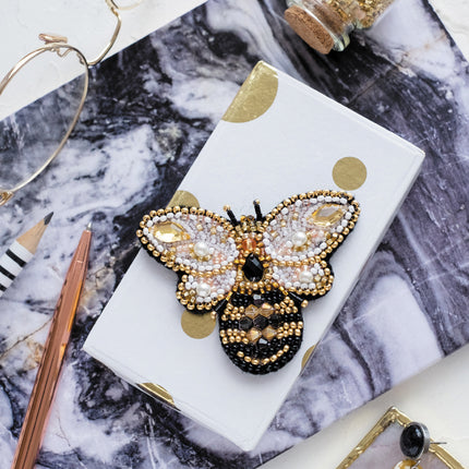 Beadwork kit for creating brooch "Golden bee"