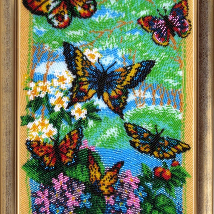 DIY Bead Embroidery Kit "Flittering Butterflies" 14.2"x8.7" / 36.0x22.0 cm
