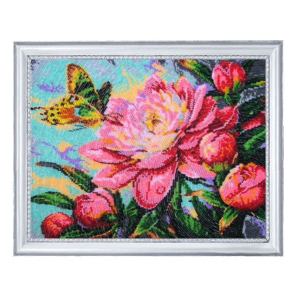 DIY Bead Embroidery Kit "Fragrance of Peonies" 10.2"x13.0" / 26.0x33.0 cm