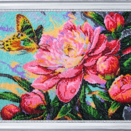 DIY Bead Embroidery Kit "Fragrance of Peonies" 10.2"x13.0" / 26.0x33.0 cm