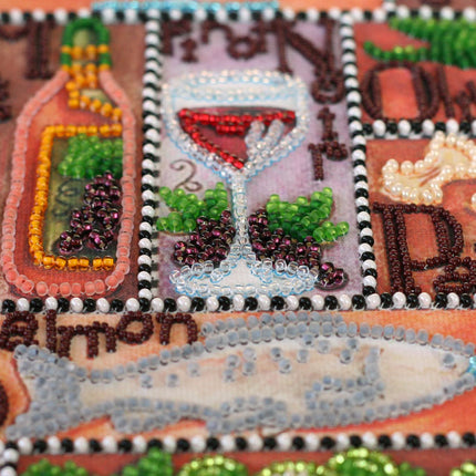 DIY Bead Embroidery Kit "Gourmet alphabet" 10.6"x13.4" / 27.0x34.0 cm
