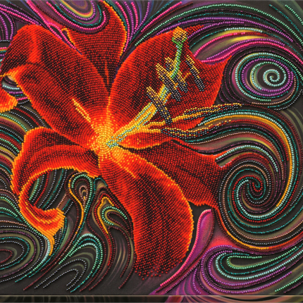 DIY Bead Embroidery Kit "Wonderful lily" 14.6"x11.8" / 37.0x30.0 cm
