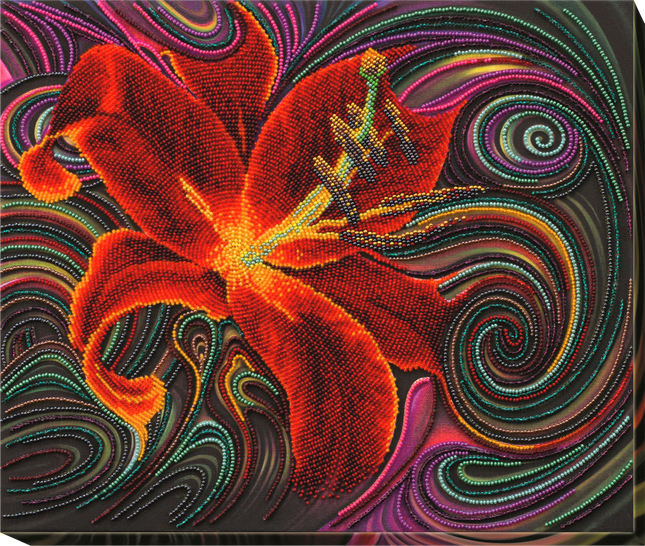 DIY Bead Embroidery Kit "Wonderful lily" 14.6"x11.8" / 37.0x30.0 cm